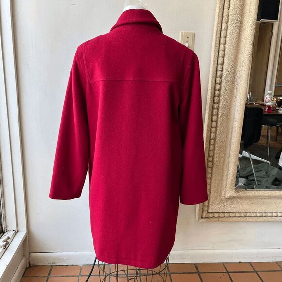 VTG Talbots Red Wool Duffle Coat Horn Toggle Jacket Lined Size M - Picture 6 of 10